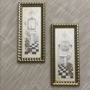 Framed Bathroom Art Wall Prints Signed C. Winterle Olson Set of 2